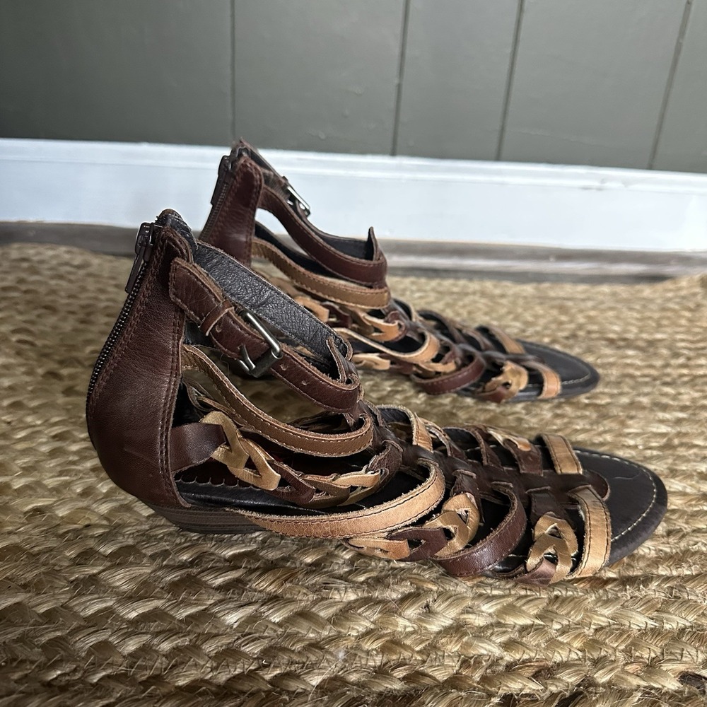 PIKOLINOS Brown Leather Strappy Back-Zip Ankle Strap Sandals 39 8.5 - Picture 4 of 9